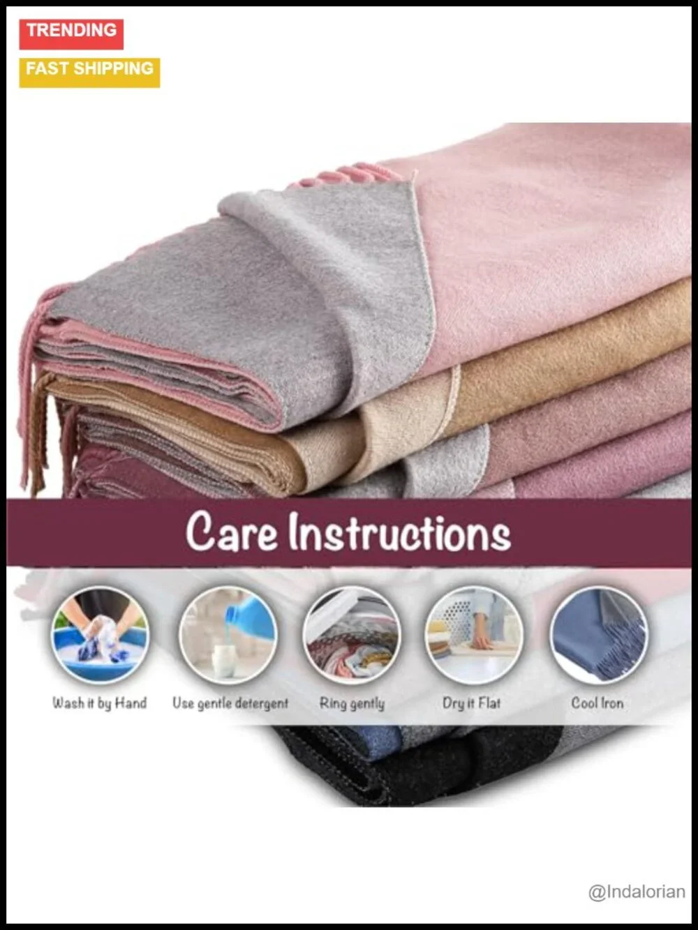 Reversible Winter Scarf Cashmere-Like Softness Warm Wrap Shawl